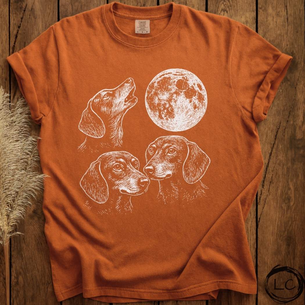 Three Dachshund Moon T-Shirt