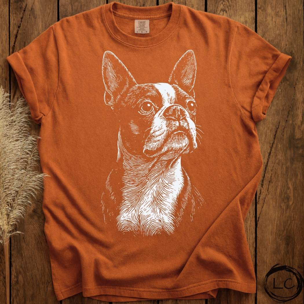 Boston Terrier Line Print T-Shirt