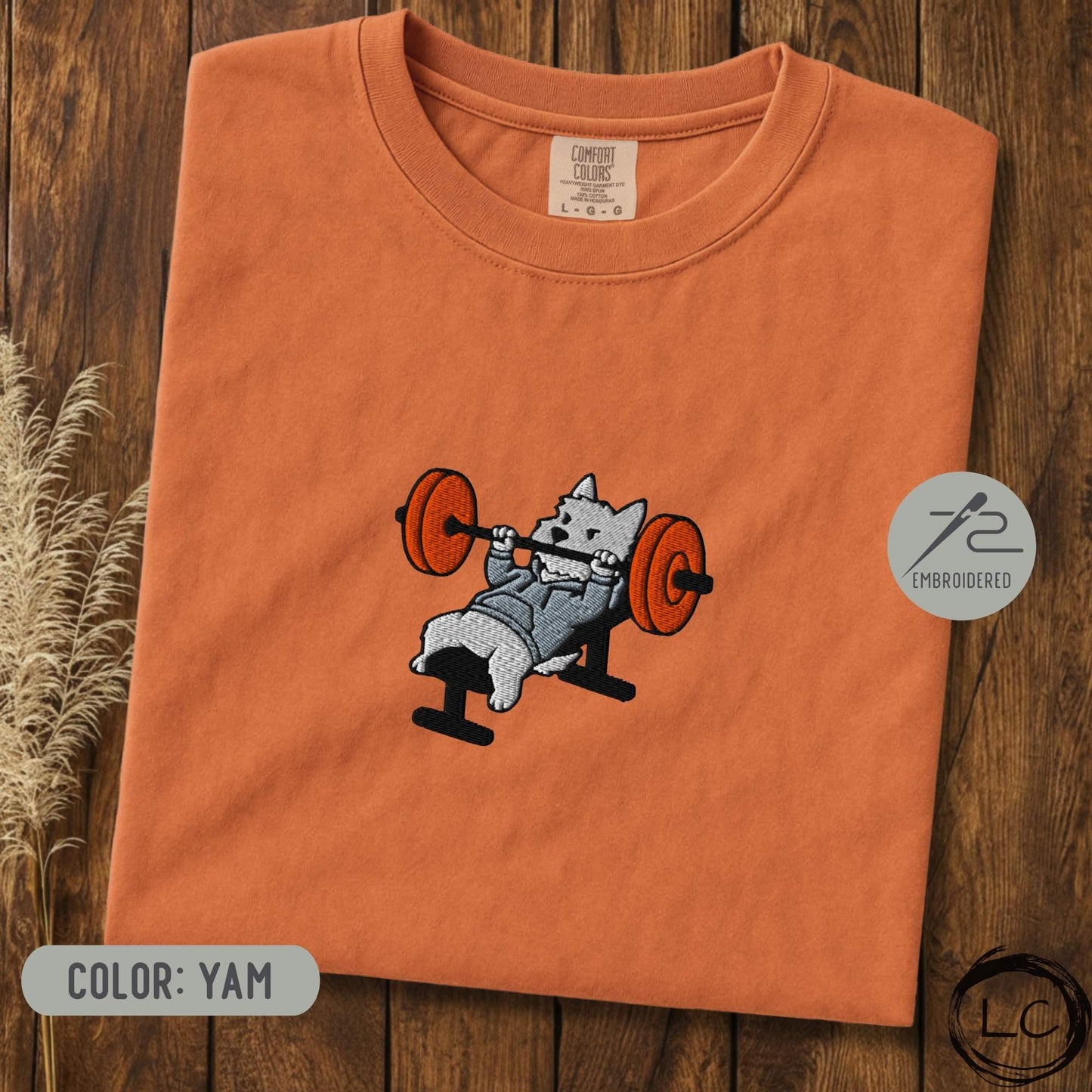 Embroidered Westie Bench Press T-Shirt