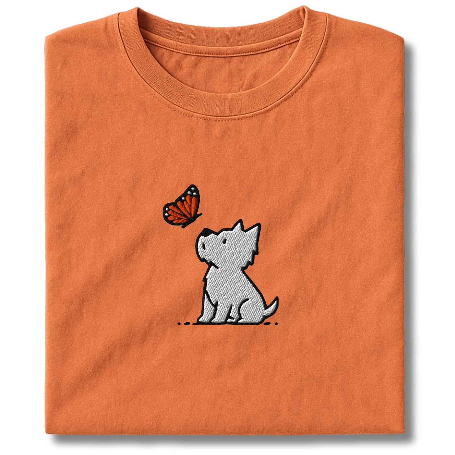 Embroidered Westie And Butterfly T-Shirt