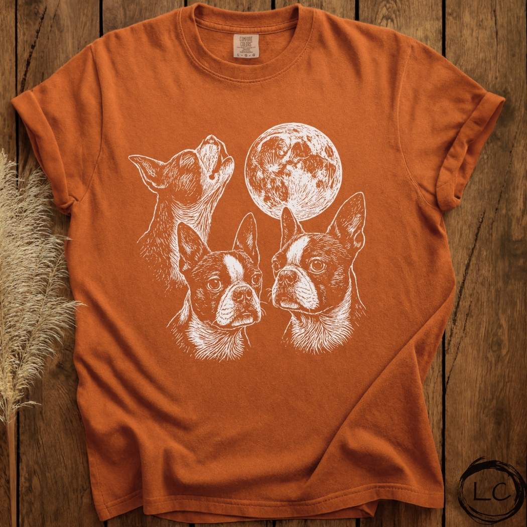 Three Boston Terrier Moon T-Shirt