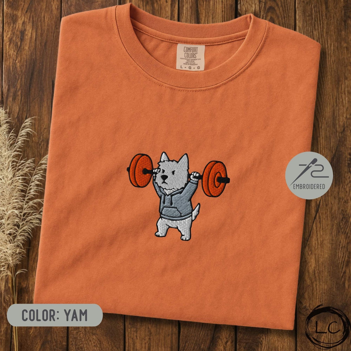 Embroidered Westie Overhead Press T-Shirt