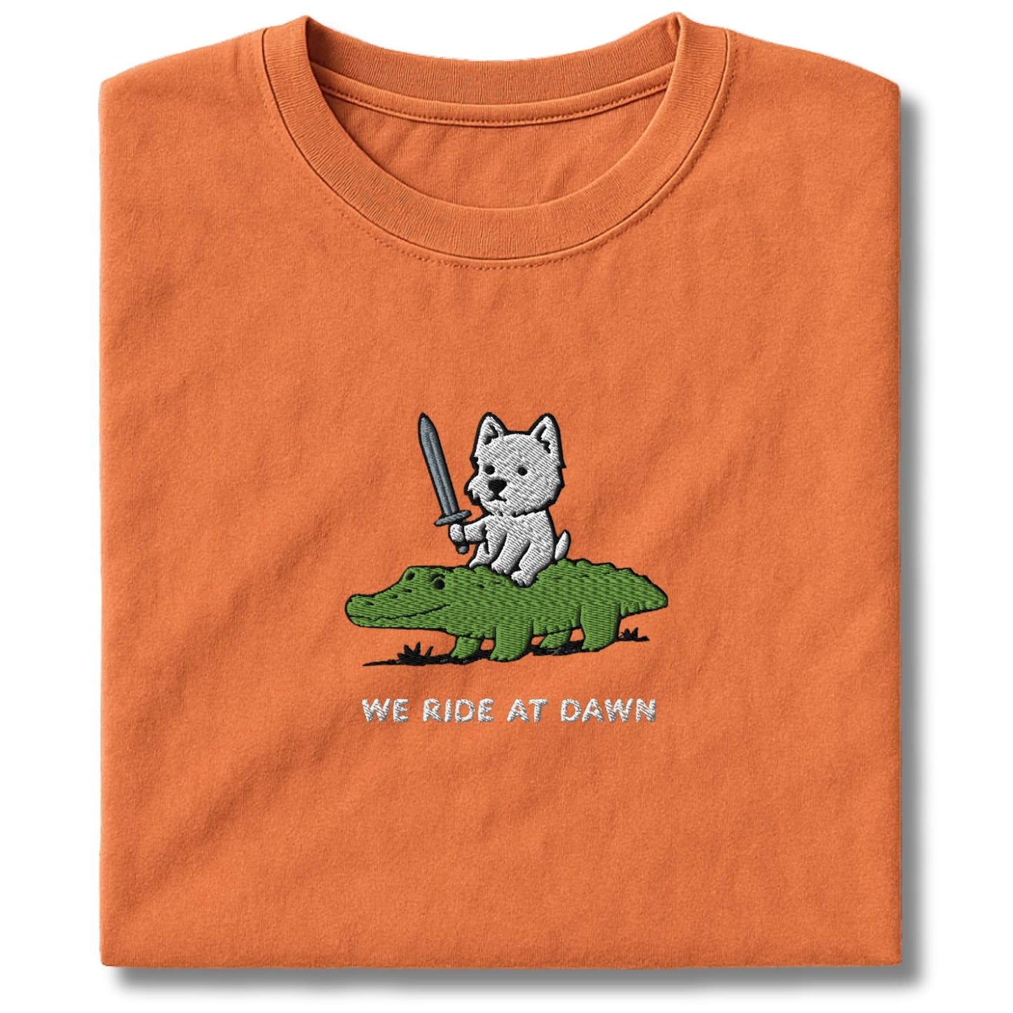 Embroidered Westie We Ride At Dawn T-Shirt