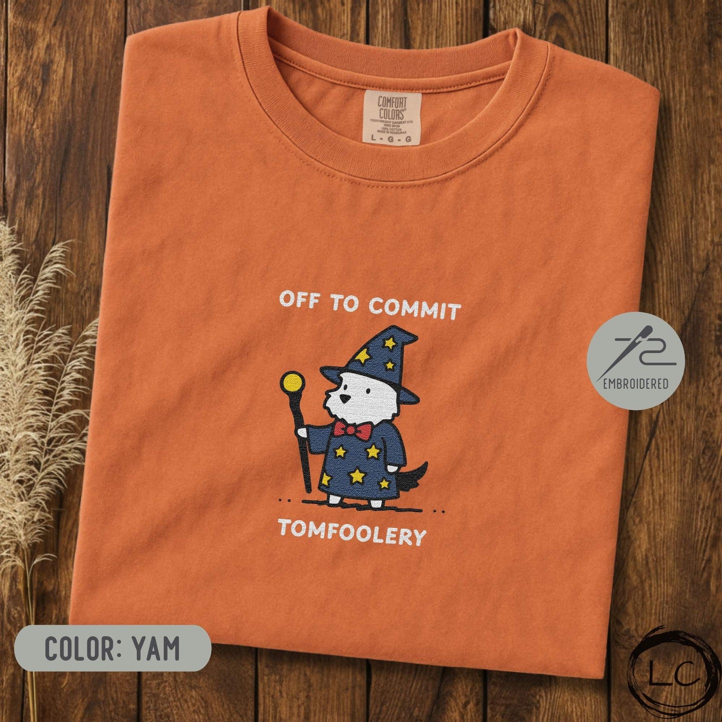 Embroidered Westie Off To Commit Tomfoolery T-Shirt