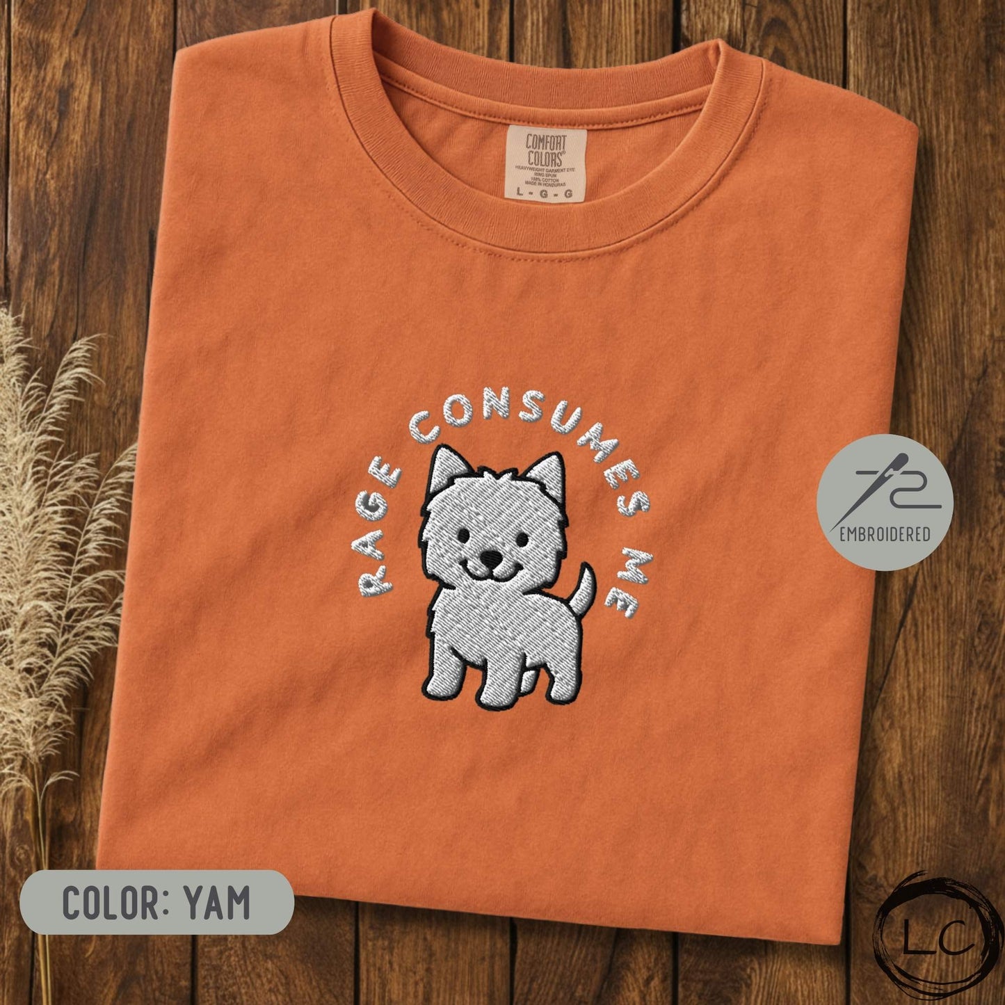 Embroidered Westie Rage Consumes Me T-Shirt