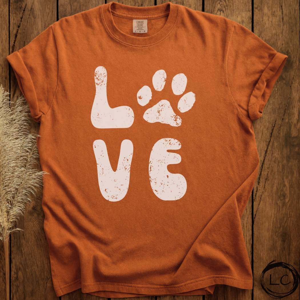 Love Paw Print Retro T-Shirt