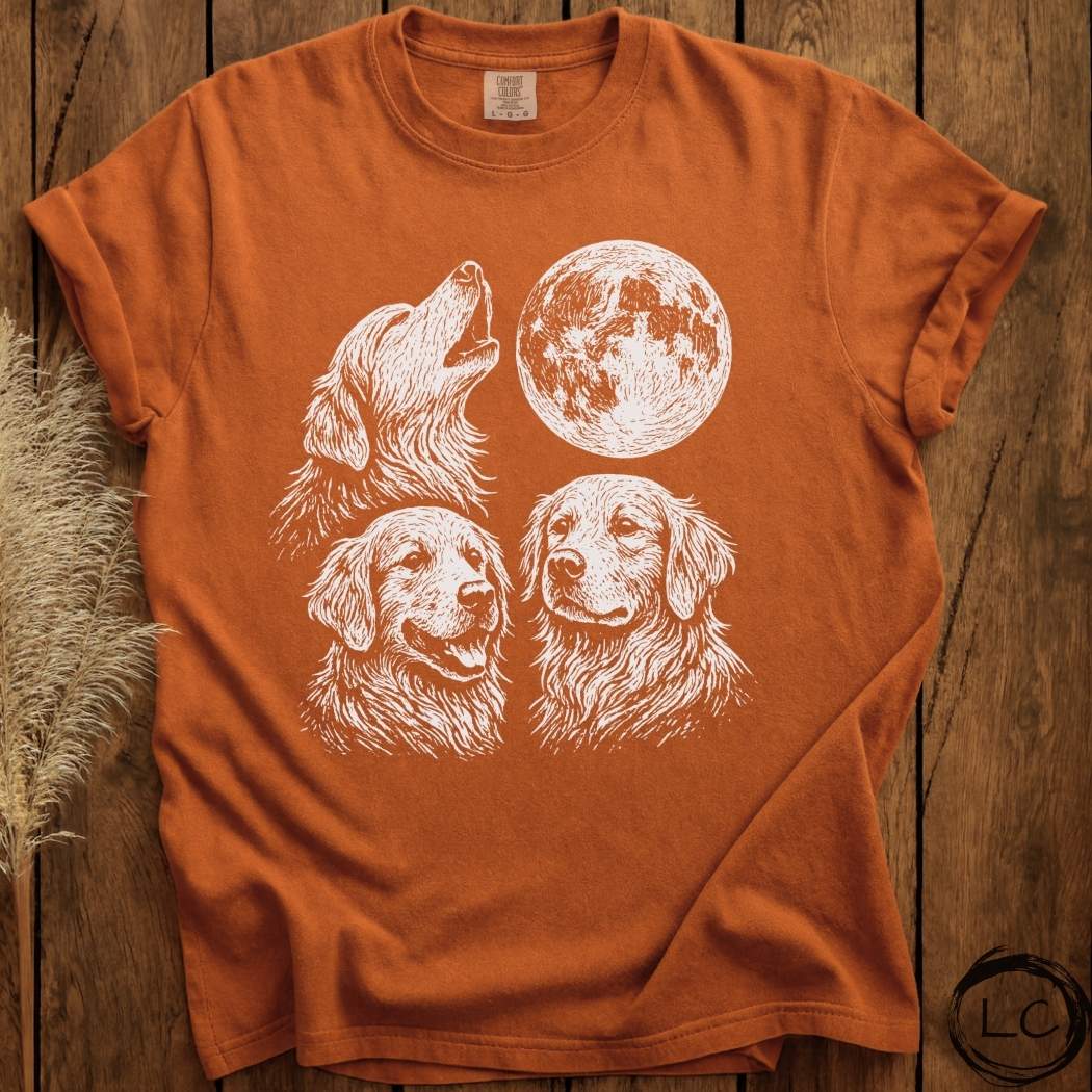 Three Golden Retriever Moon T-Shirt