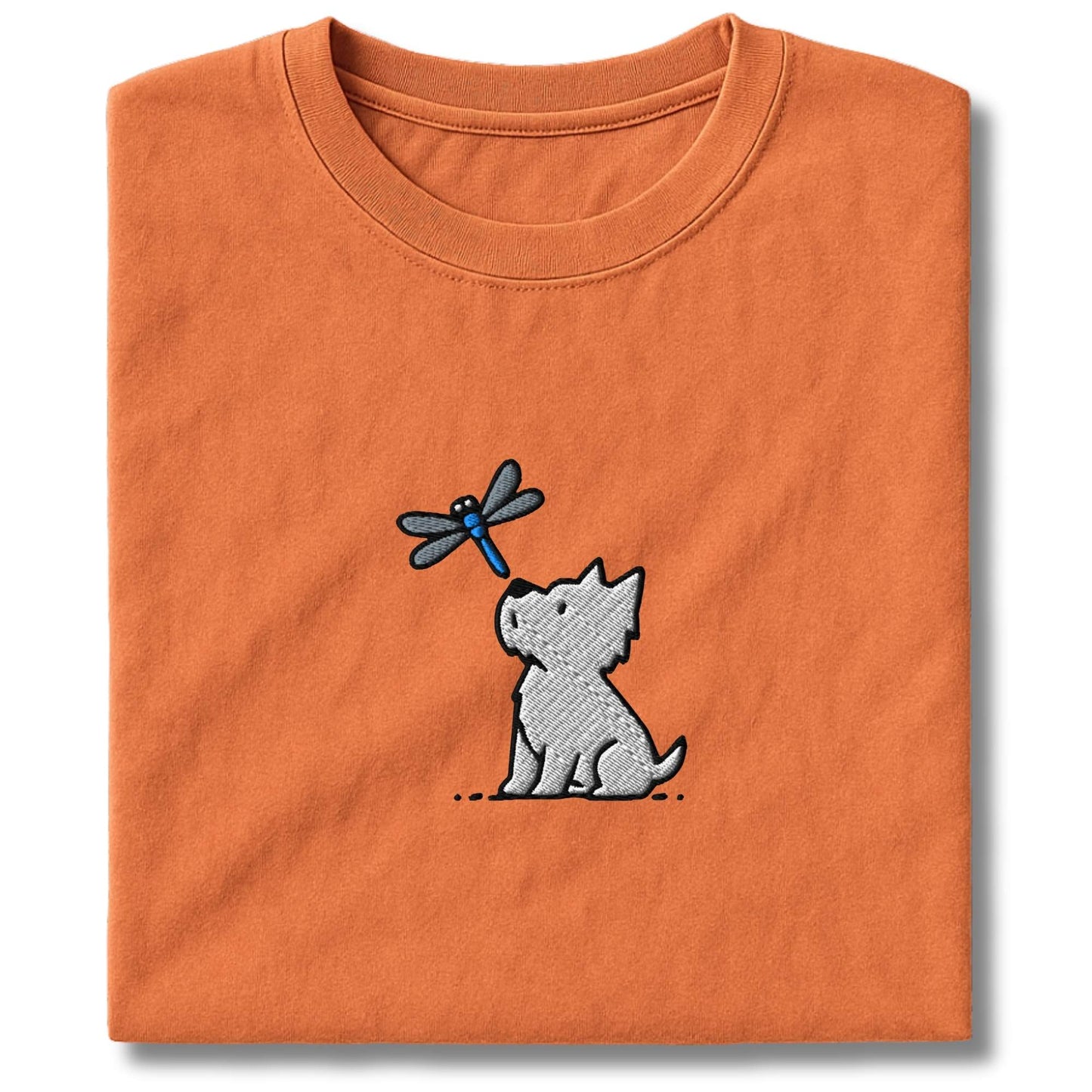 Embroidered Westie and Dragonfly T-Shirt